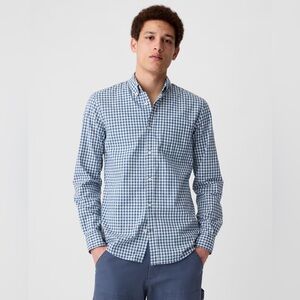 2 Gap Stretch Poplin Slim Fit Long Sleeve Button Down (Black and Blue)